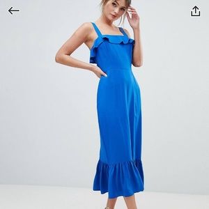 Cobalt square neck pephem midi dress SIZE 2